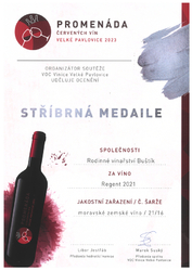 Stříbrná medaile- Promenáda červených vín Velké Pavlovice 2023