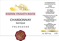Chardonnay barrique 2022, polosuché
