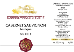 Cabernet Sauvignon, barrique, 2021, suché