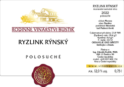 Ryzlink rýnský 2022, polosuché