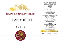 Rulandské bílé 2023, suché