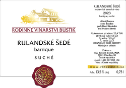 Rulandské šedé, barr. 2023, suché