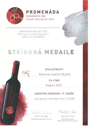Stříbrná medaile - Promenáda červených vín Velké Pavlovice 2022